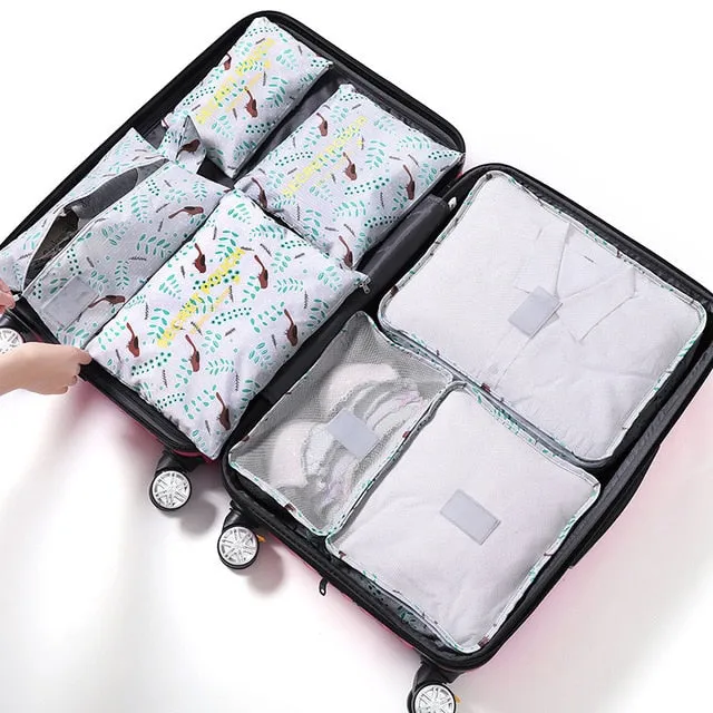 1 Set 7PCS High Quality Oxford Cloth Travel Mesh Bag In Suitcase Luggage Organizer Packing Cube