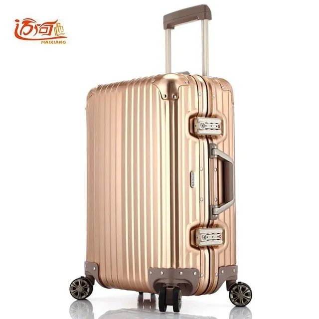 100% Fully Aluminum-Magnesium Alloy Travel Suitcase 20/25 Inch Ladies Luggage Suitcase Man Crash