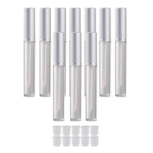 10Pcs Empty Tubes Lip Gloss Balm Cosmetic Mini Containers (3.5ml, silver)