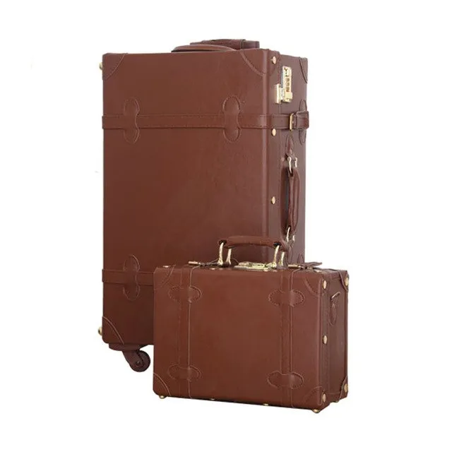 12 22Inches Retro Suitcase Box,Female Korea Fashion Red Bride Luggage Set,Vintage Pu Leather