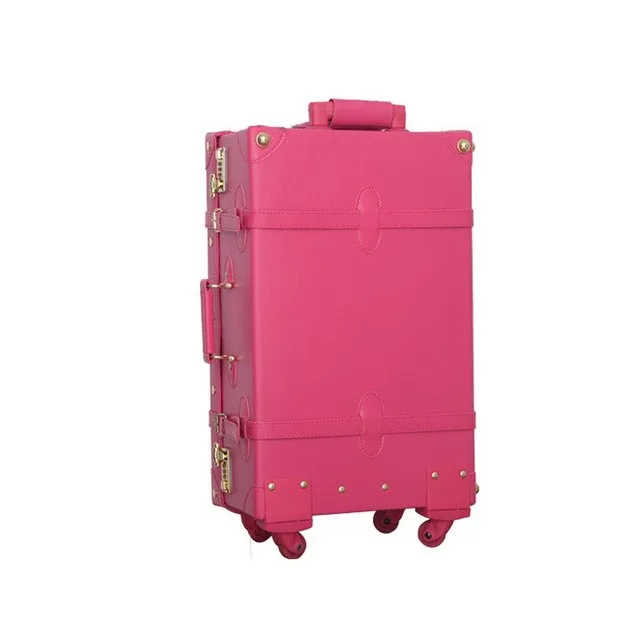 12 22Inches Retro Suitcase Box,Female Korea Fashion Red Bride Luggage Set,Vintage Pu Leather