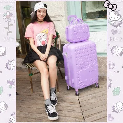 14 26Inches Abs Pc Hardscase Hello Kitty Travel Luggage Sets On Universal Wheels,Girl Pink Mint