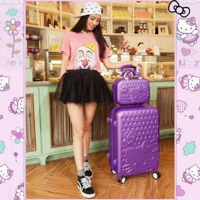 14 26Inches Abs Pc Hardscase Hello Kitty Travel Luggage Sets On Universal Wheels,Girl Pink Mint