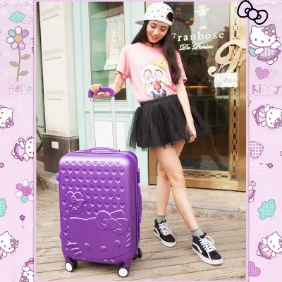 14 28Inches Abs Pc Hardside Hello Kitty Travel Luggage Sets On Universal Wheels,Girl Pink Mint