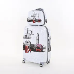 14 28Inches(2Pieces/Set) Pc Hardside London Tower Phone Travel Luggage Case On Universal