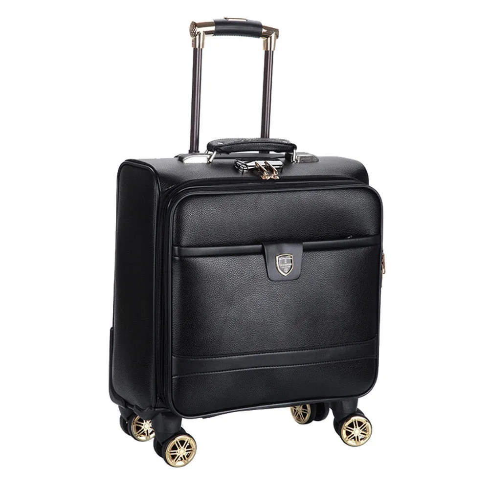 16 Inch Business Casual Men'S Board Chassis Trolley Suitcase Caster Oil Skin Lockbox Rolling