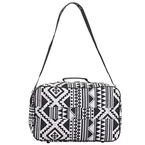 16 Inch Carry On Hand Luggage Flight Duffle Bag, 2nd Bag or Underseat, 19L (Black Aztec)