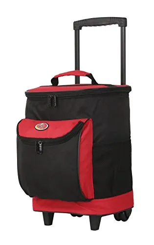 16" Cool Carry 2-Section Rolling Cooler with Thermal Insulation, Red Color Option