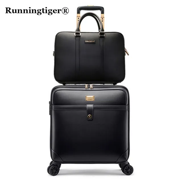 16"20"24"Luxury Luggage Suitcase Bag,Waterproof Pu Leather Travel Box With Wheel ,Rolling Trolley