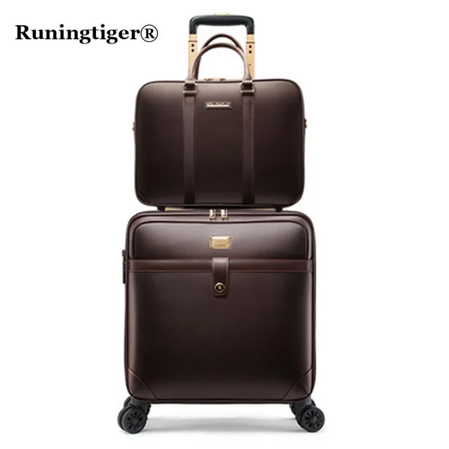 16"20"24"Luxury Luggage Suitcase Bag,Waterproof Pu Leather Travel Box With Wheel ,Rolling Trolley