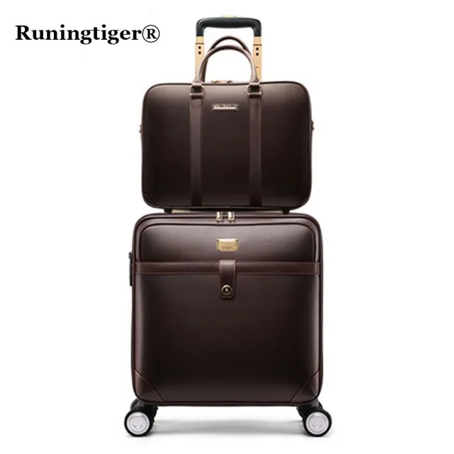 16"20"24"Luxury Luggage Suitcase Bag,Waterproof Pu Leather Travel Box With Wheel ,Rolling Trolley