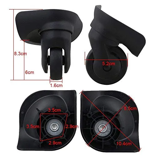 1pair Replacment Black Luggage Swivel Repair Suitcase Parts Casters Wheels 49mm Heavy Duty with