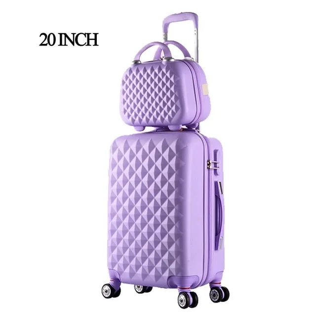 2 Pcs/Set Beautiful 14 Polegada Cosmetic Bag 20"24"28"Polegadas Girl Students Trolley Travel