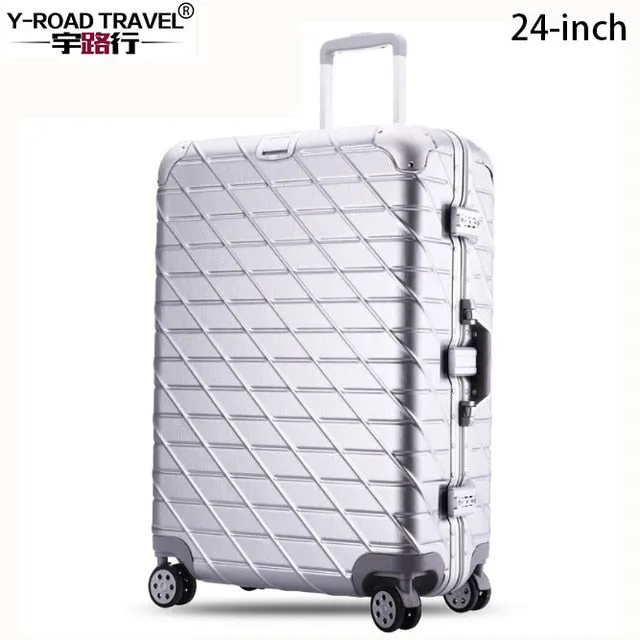 20 24 26 29''Aluminum Large Capacity Pc Shell Suitcase Tsa Lock Carry On Spinner Wheel Travel