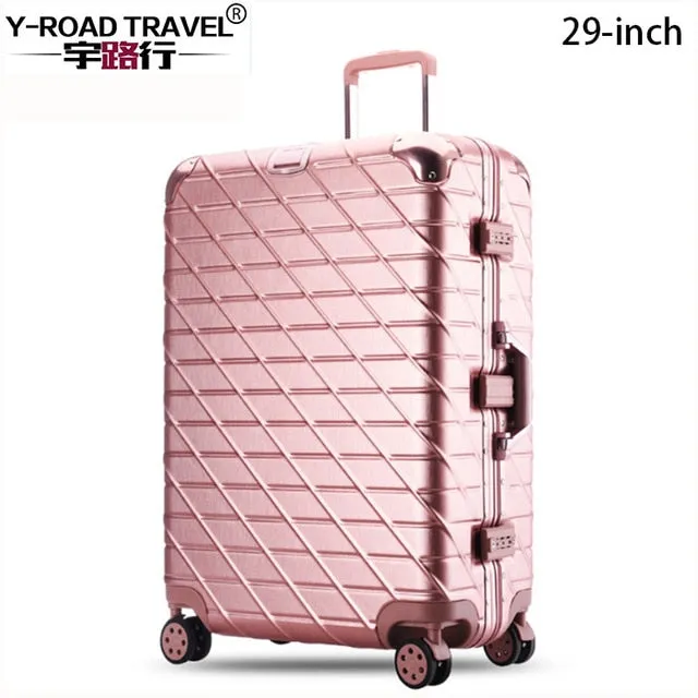 20 24 26 29''Aluminum Large Capacity Pc Shell Suitcase Tsa Lock Carry On Spinner Wheel Travel