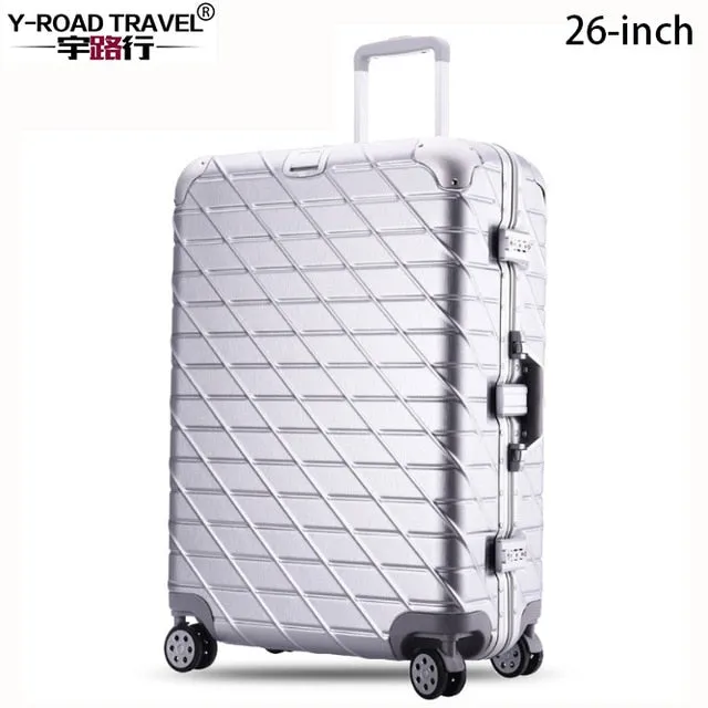 20 24 26 29''Aluminum Large Capacity Pc Shell Suitcase Tsa Lock Carry On Spinner Wheel Travel