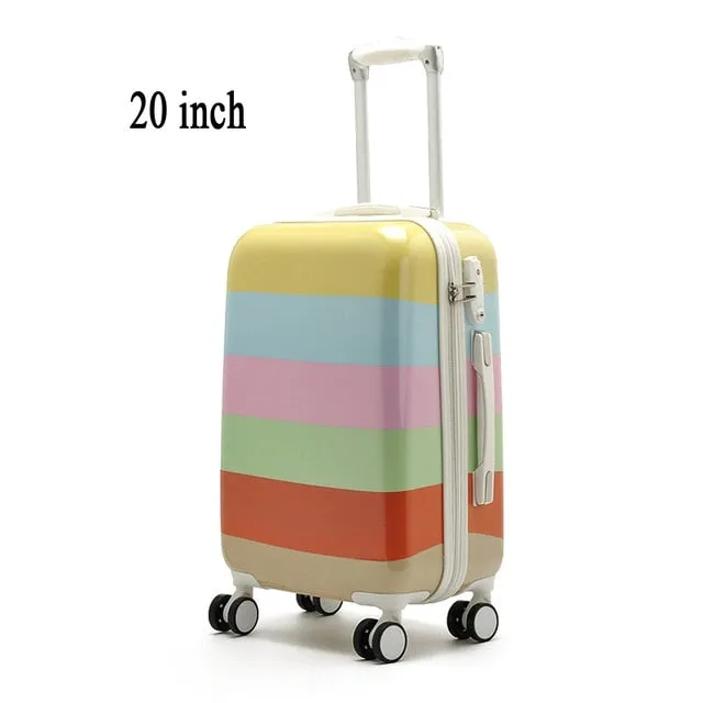 2016 Hot Sales Colorful Stripes Cute Trolley Caster Suitcase/Travel Luggage Board Chassis Lockbox