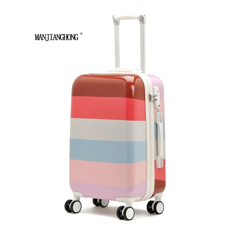 2016 Hot Sales Colorful Stripes Cute Trolley Caster Suitcase/Travel Luggage Board Chassis Lockbox