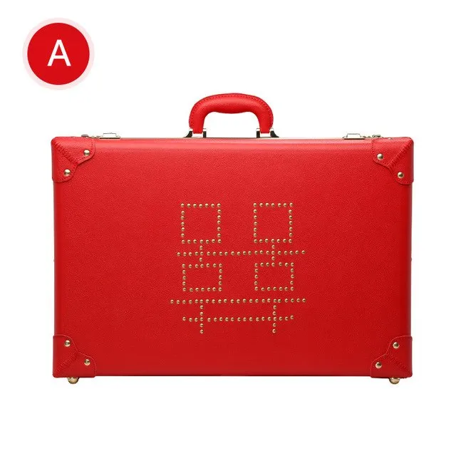 2017 New Fashion Red Cloth Bride Dowry Bag And Suitcase Password Gift Box Tide Wedding Apply To 18"