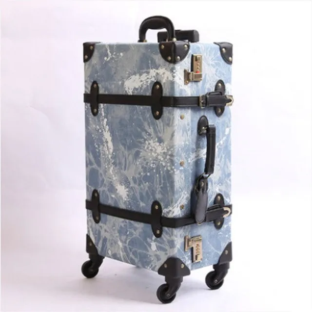 2018 Luggage Retro Suitcase Wheel Suitcase Men'S Luggage Cowboy Boarding Luggage 20 24 Denim