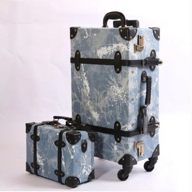 2018 Luggage Retro Suitcase Wheel Suitcase Men'S Luggage Cowboy Boarding Luggage 20 24 Denim