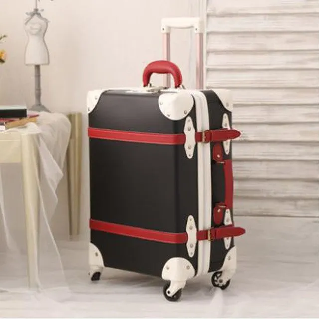 2018 New Belt With Suitcase Retro Lock Luggage Leather Pu Pp Material Environmental Spinner Rolling