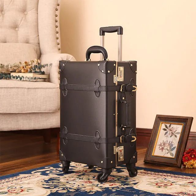 2018 New Luggage Fashion Spinner Rolling Suitcase Pu Genuine Wheels Digital Suitcase Protective