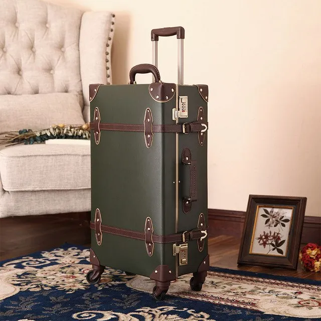 2018 New Luggage Fashion Spinner Rolling Suitcase Pu Genuine Wheels Digital Suitcase Protective