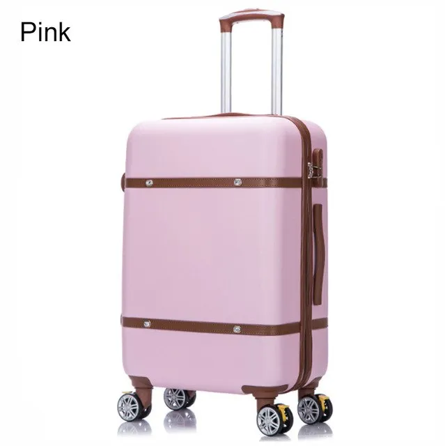 20'24'26' Retro Zipper Spinner Casters With Lock Luggage, Pc Shell Rolling Luggage Bag Trolley Case