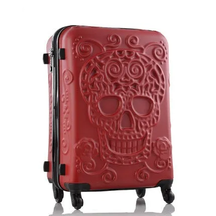 20'24'28' Skull Pattern Rolling Luggage Spinner Travel Suitcase Luggage Women Boarding Box