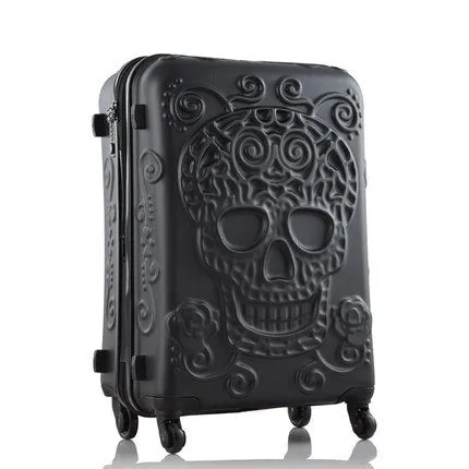 20'24'28' Skull Pattern Rolling Luggage Spinner Travel Suitcase Luggage Women Boarding Box