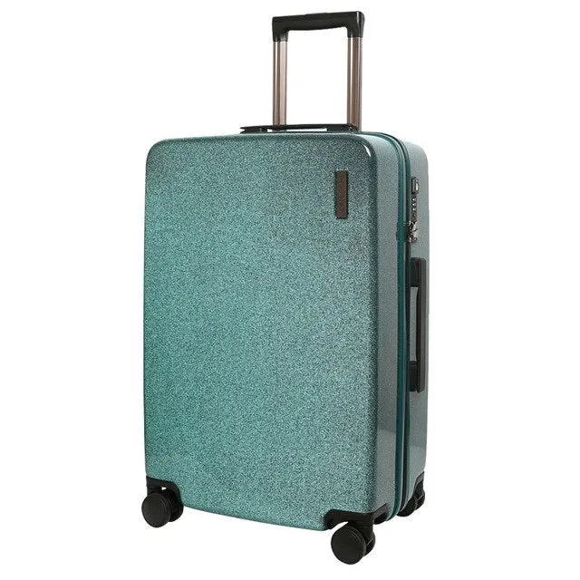 20''24''Zipper Glittering Luggage Surface, Pc Shell & Metal Drawbar Rolling Luggage Bag Trolley