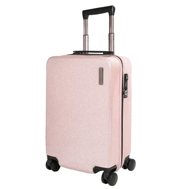 20''24''Zipper Glittering Luggage Surface, Pc Shell & Metal Drawbar Rolling Luggage Bag Trolley