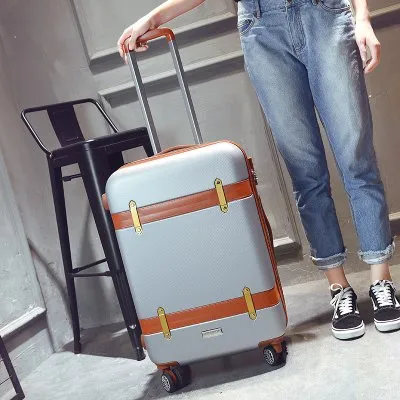 20"22"24" Inch Rolling Travel Luggage Suitcase Bag With Universal Wheel,Vintage Abs Trolley