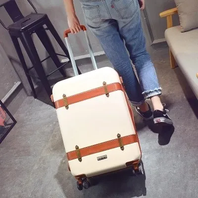 20"22"24" Inch Rolling Travel Luggage Suitcase Bag With Universal Wheel,Vintage Abs Trolley