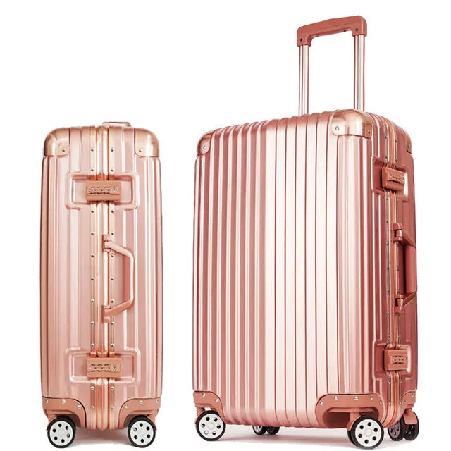 20"24"28" Carro Vintage Aluminum Luggage Maletas Rolling Hardside Cabin Koffer Travel Case