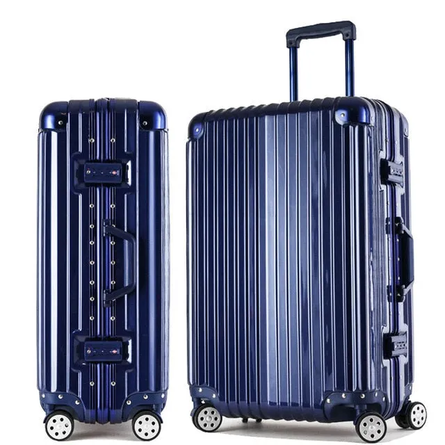 20"24"28" Carro Vintage Aluminum Luggage Maletas Rolling Hardside Cabin Koffer Travel Case