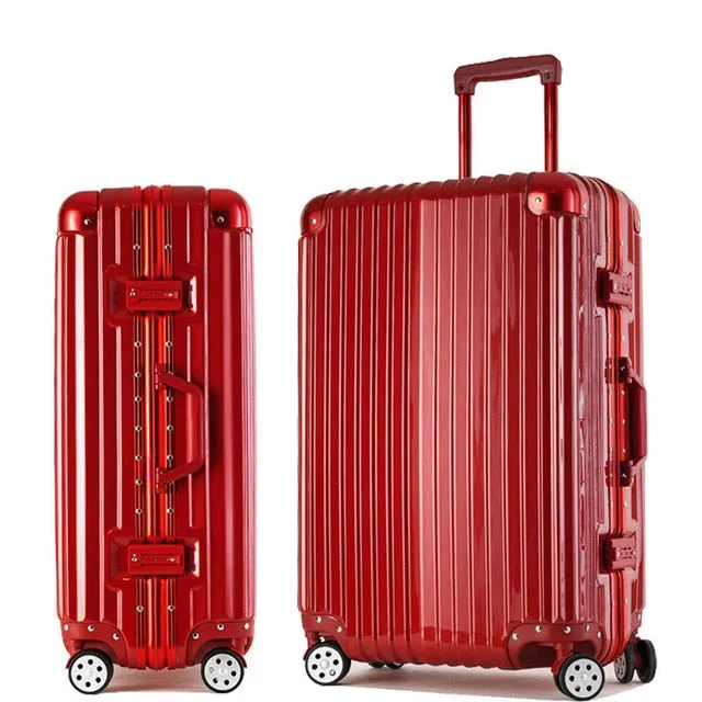 20"24"28" Carro Vintage Aluminum Luggage Maletas Rolling Hardside Cabin Koffer Travel Case