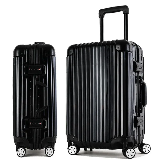 20"24"28" Carro Vintage Aluminum Luggage Maletas Rolling Hardside Cabin Koffer Travel Case