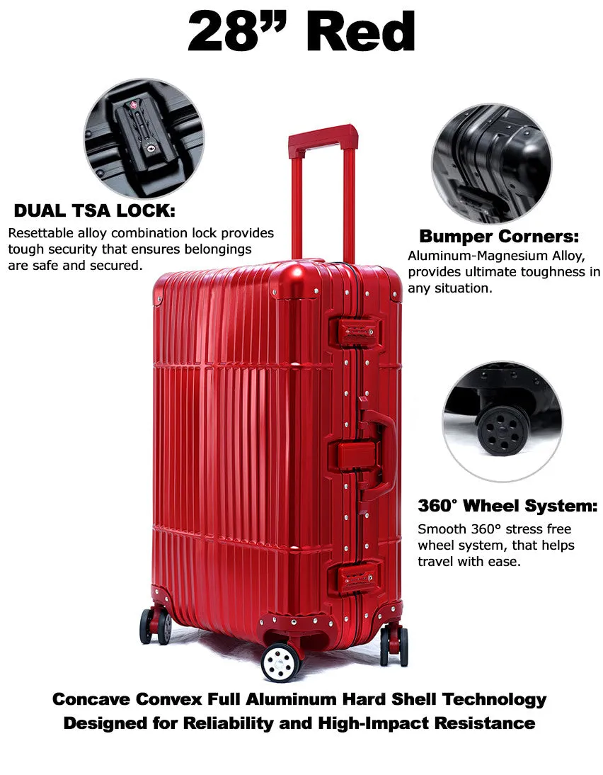 28" Aluminum Luggage (Red)