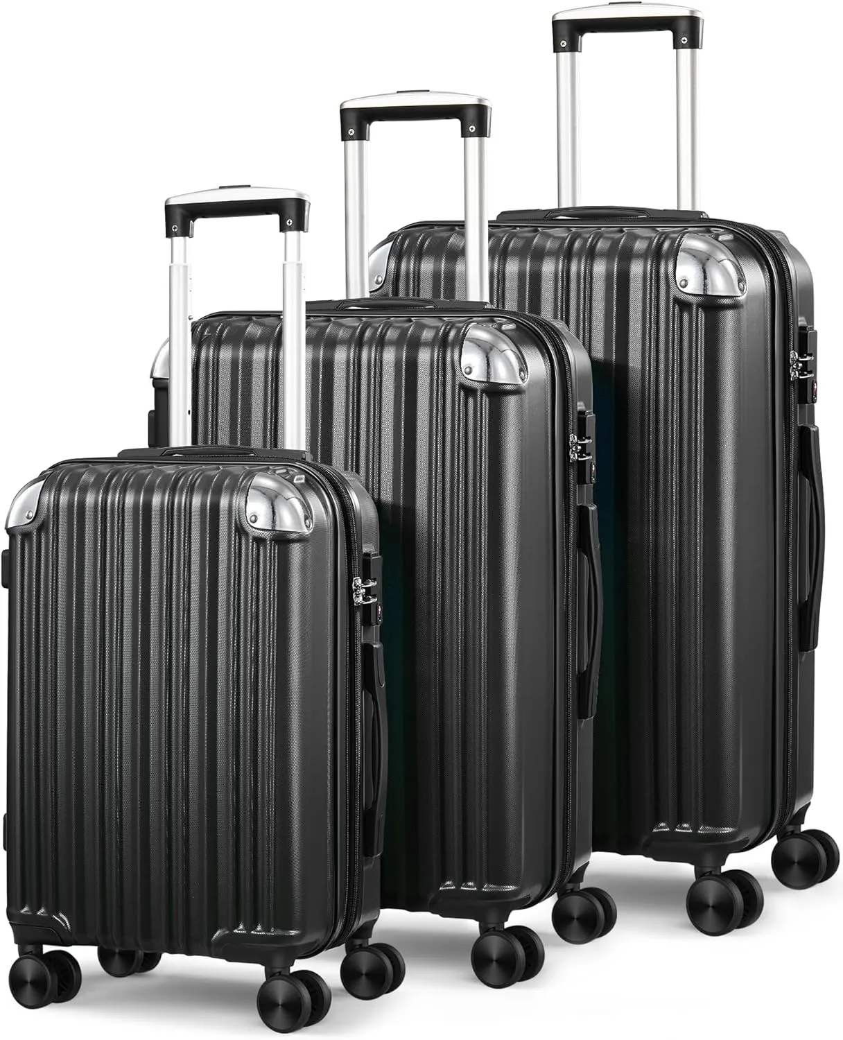 3-Piece Expandable Luggage Sets with Double Spinner Wheels, Hard Suitcase Set for Short Trips and Long Travel