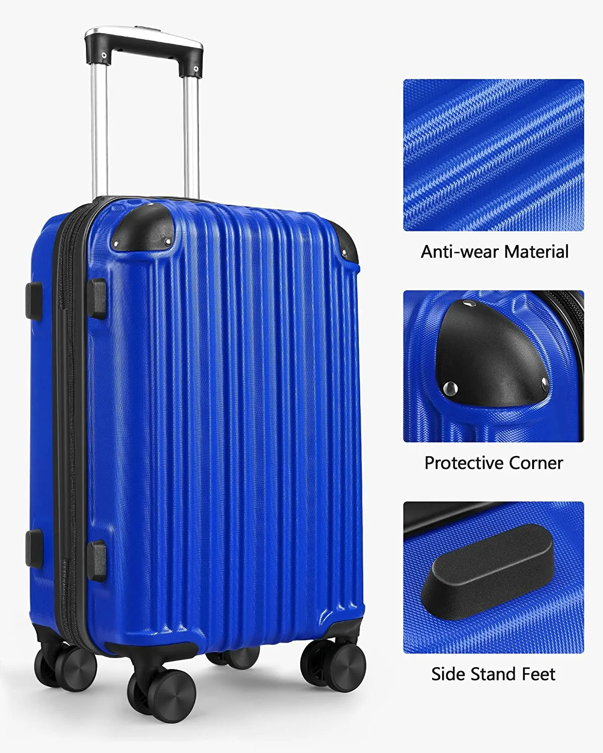 3-Piece Expandable Luggage Sets with Double Spinner Wheels, Hard Suitcase Set for Short Trips and Long Travel