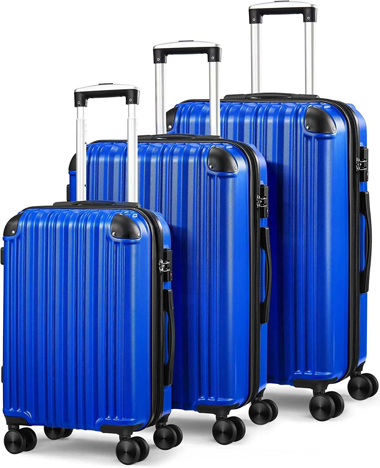 3-Piece Expandable Luggage Sets with Double Spinner Wheels, Hard Suitcase Set for Short Trips and Long Travel