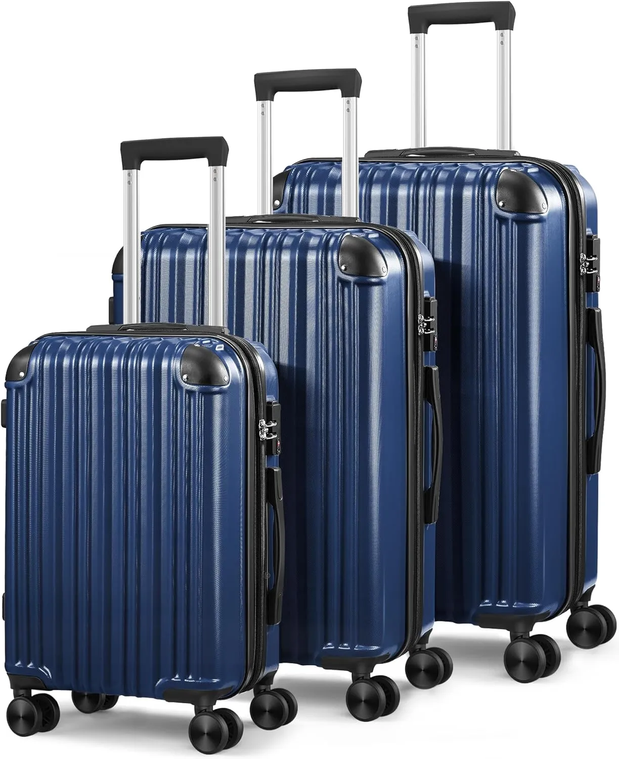 3-Piece Expandable Luggage Sets with Double Spinner Wheels, Hard Suitcase Set for Short Trips and Long Travel