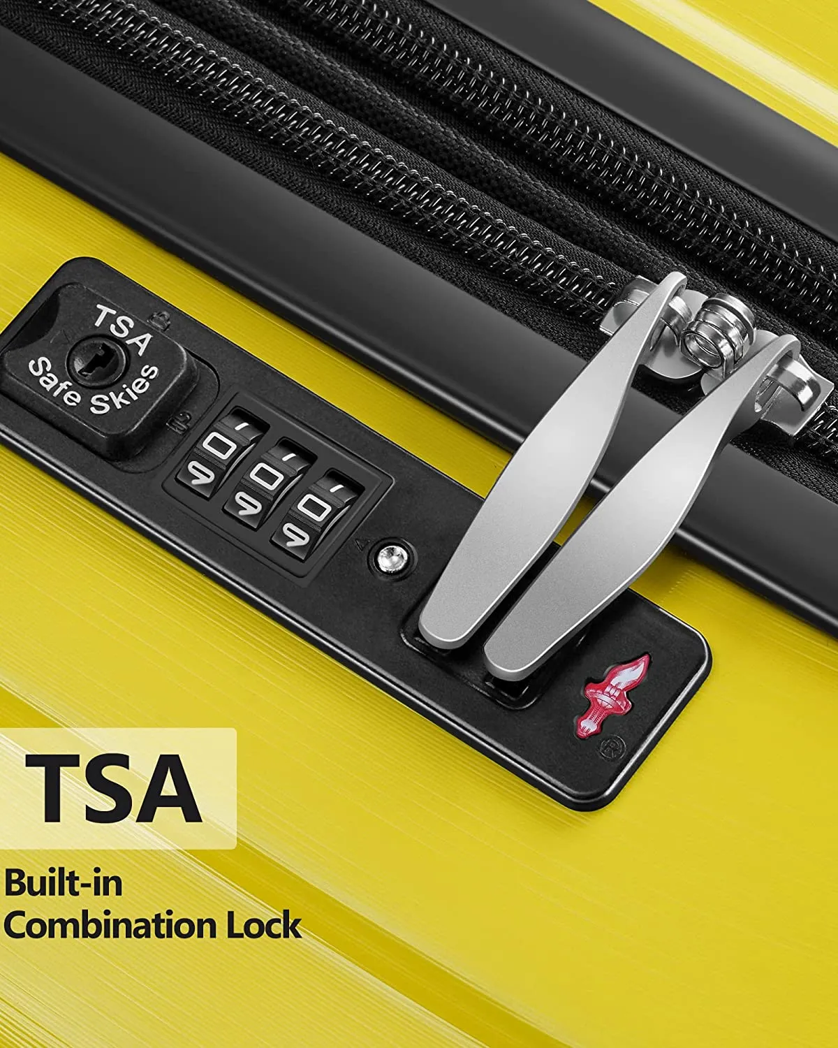 3-Piece Luggage Sets Expandable ABS   PC Hardside Spinner Suitcase Sets with TSA Lock Double Wheels, Yellow