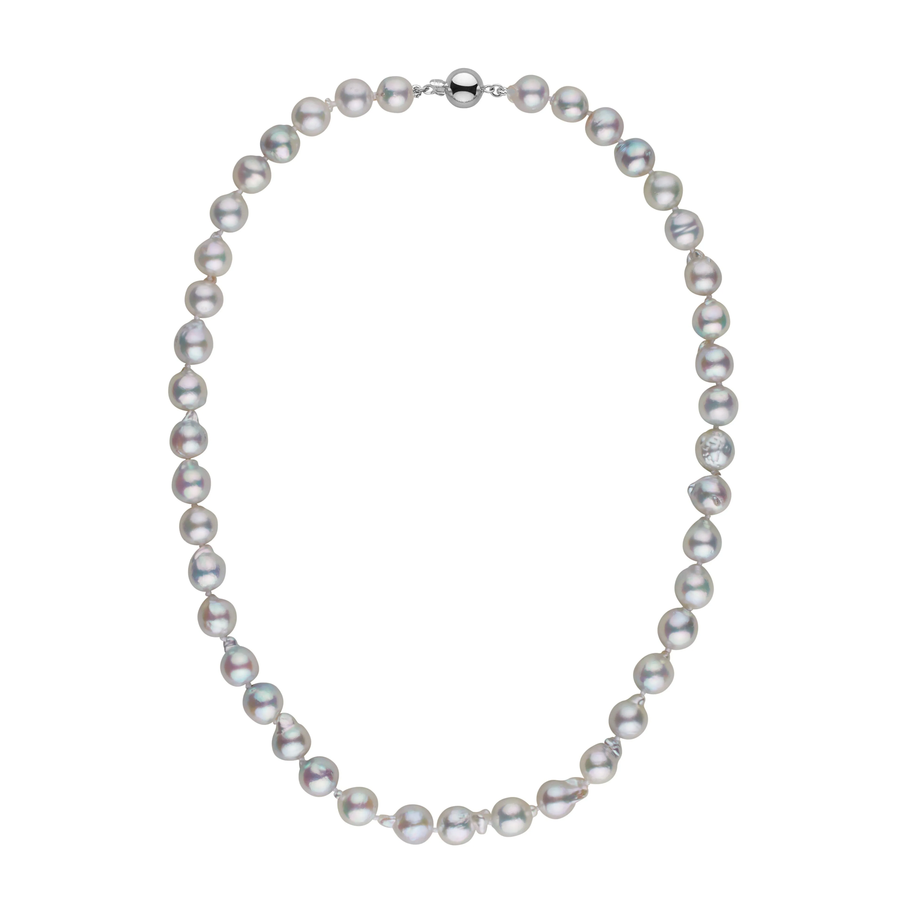 8.0-8.5 mm 18 Inch Silver Blue Akoya Baroque Pearl Necklace