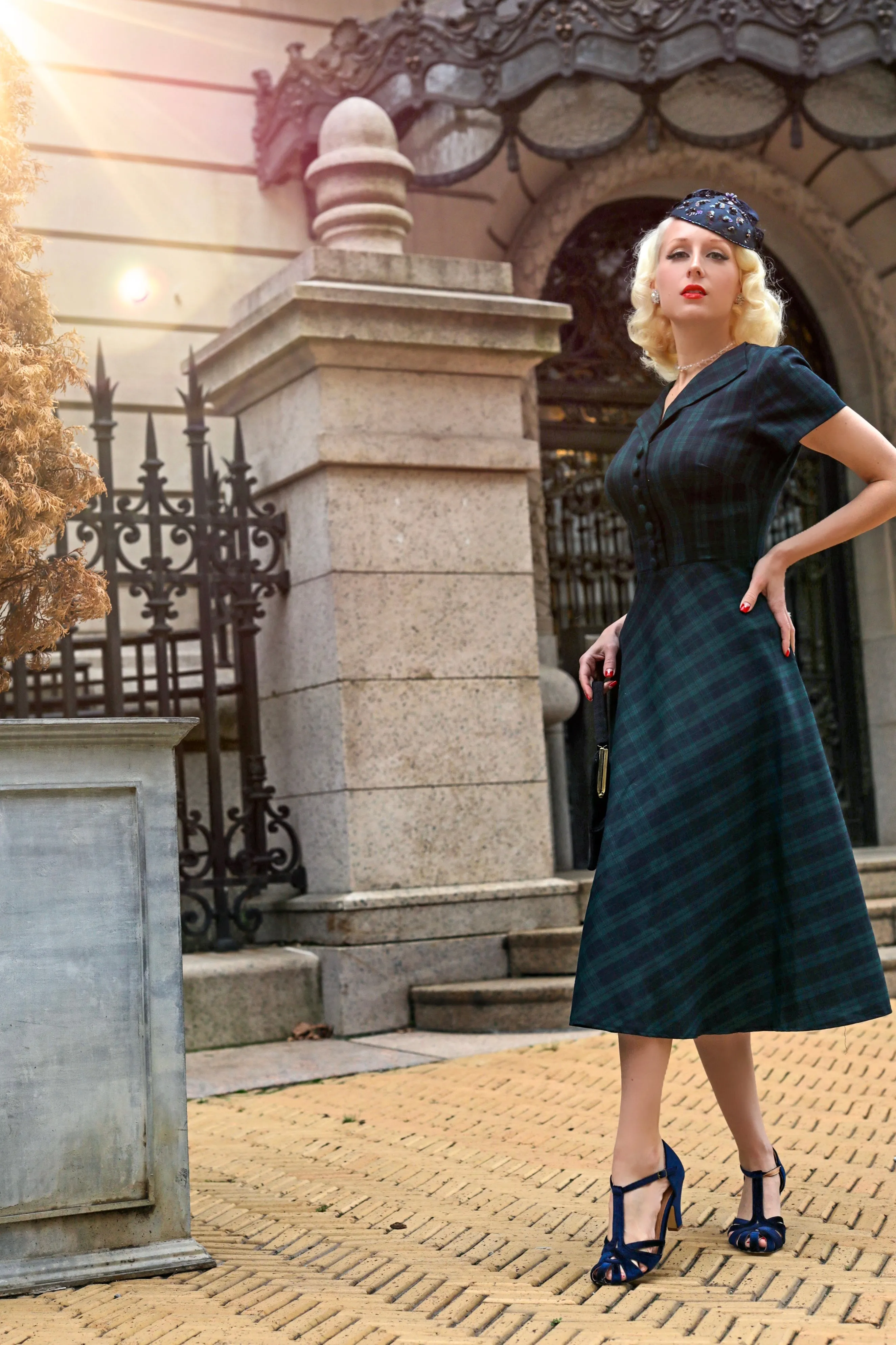 ABBY - retro plaid vintage dress 50s custom made