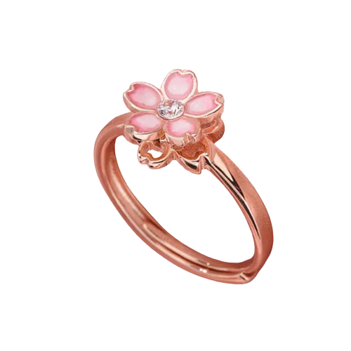 Adjustable Cherry Blossom Spinning Fidget Ring