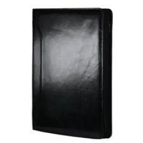 Adpel A4 Italian Leather Zip-around Folder with Pad Black