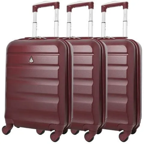 Aerolite (55x35x20cm) Lightweight Hard Shell Cabin Hand Luggage (x3 Set), Approved For Ryanair (Priority), easyJet (Flexi/Plus/Large Cabin)